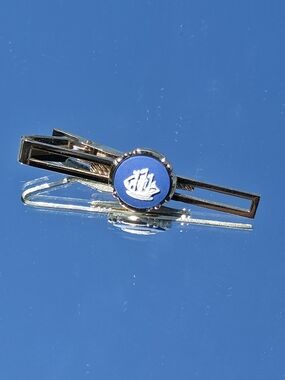 Vintage Wedgwood England Gold Plated Blue Jasperware Sailing Ship Tie Clip Bar